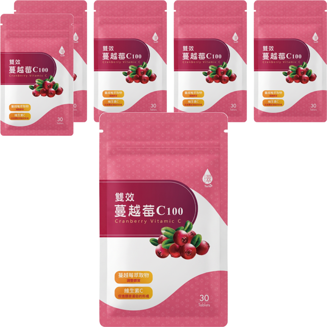 Tsuie 日濢 雙效蔓越莓 C100, 30顆, 750mg, 6包