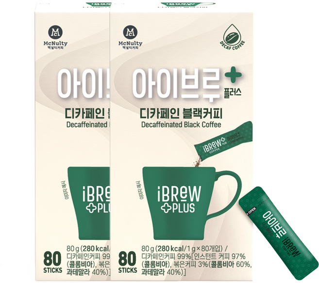 IBREW 低咖啡因黑咖啡, 1g, 80條, 2盒