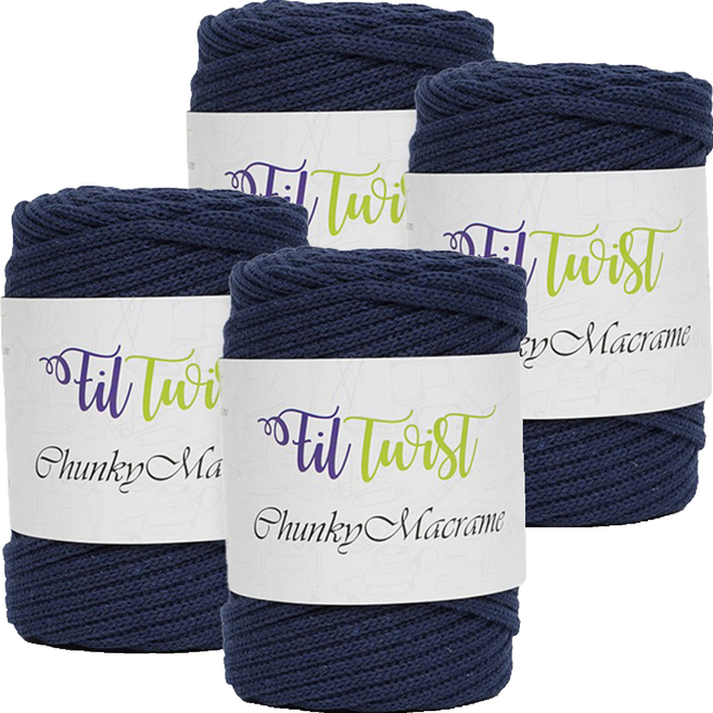 SEVY Phil Twist 粗款 Macrame 250g, 12海軍藍, 4個