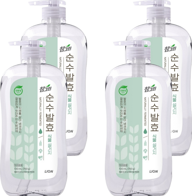 Chamgreen 純發酵植物洗碗廚房洗潔精, 720ml, 4個