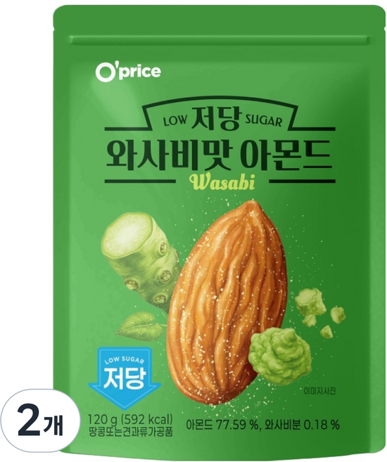 O'price 低糖芥末味杏仁, 120g, 2個