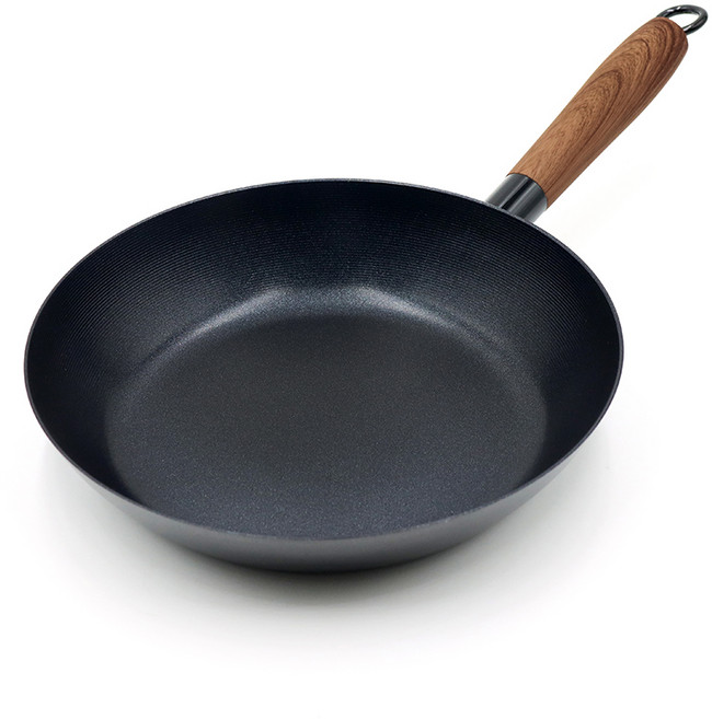QUEEN SENSE Cast系列木質單柄不沾鑄鐵深型平底鍋 IH感應爐適用, 24cm, 1個