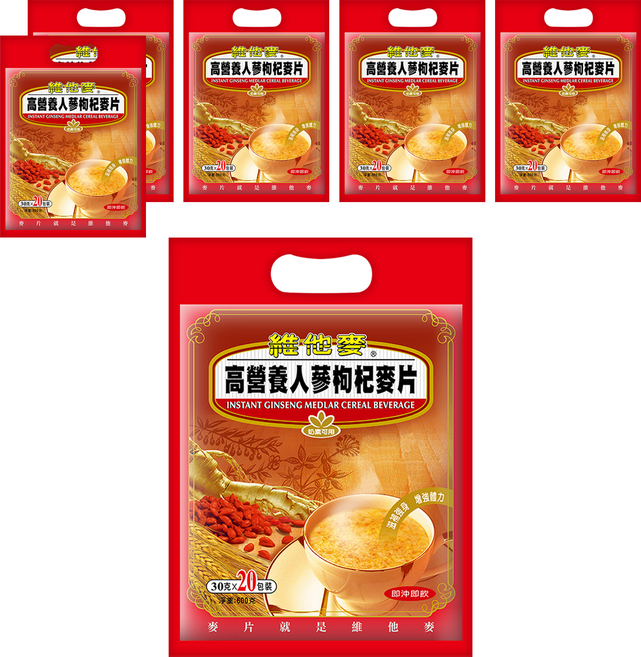 Vitamax 維他麥 營養人蔘枸杞麥片 20包, 600g, 6袋