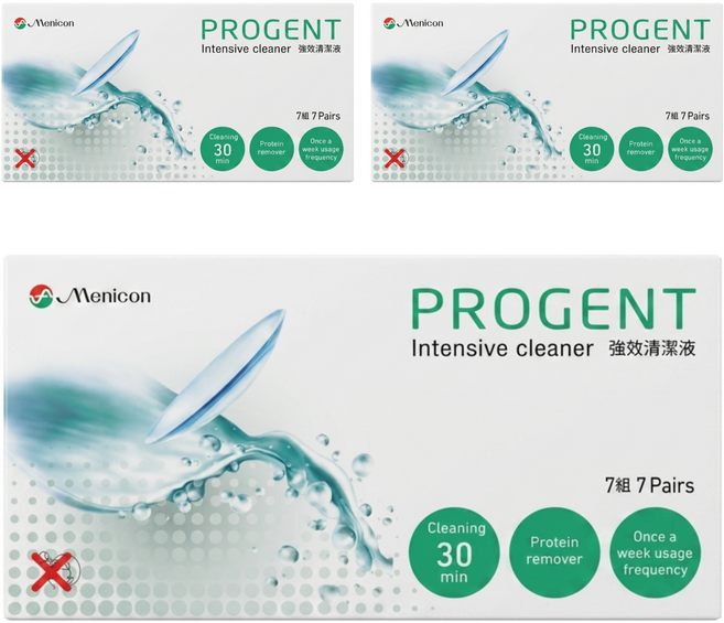 Menicon 目立康 Progent A/B劑 去蛋白液強效清潔液 7組, 3盒, 5ml