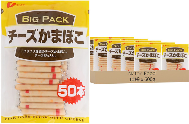 Natori Food 大袋起司魚板棒 50入, 600g, 10袋