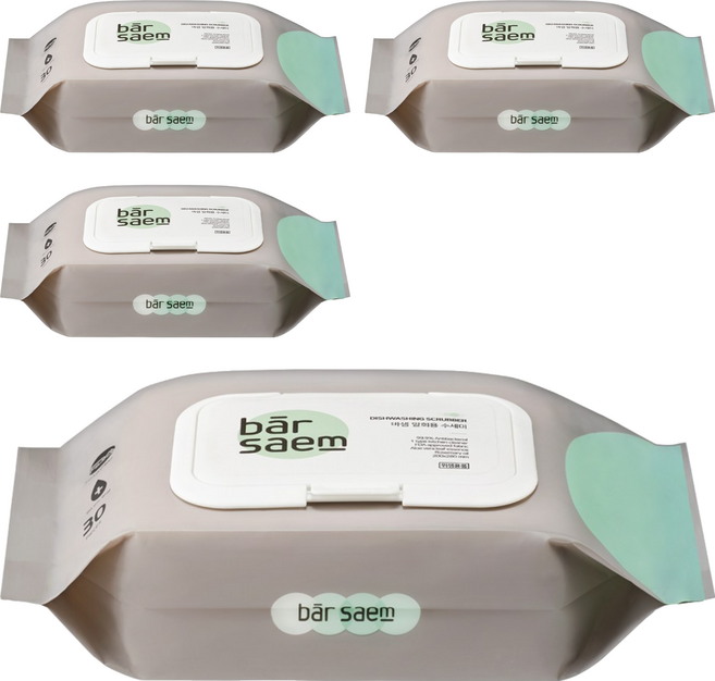 bar saem 洗劑合一拋棄式洗碗巾 迷迭香 + 檸檬香, 白色, 30張, 4包