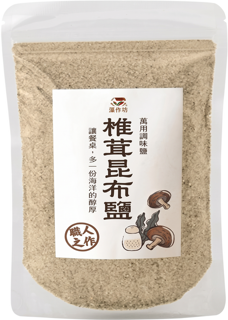 藻作坊 椎茸昆布鹽/萬用調味鹽, 250g, 1個