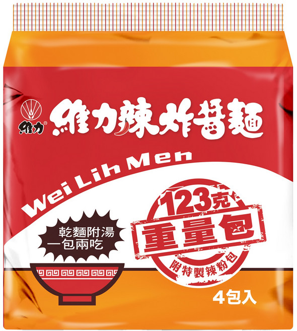 維力 辣炸醬麵重量包 123g, 4包