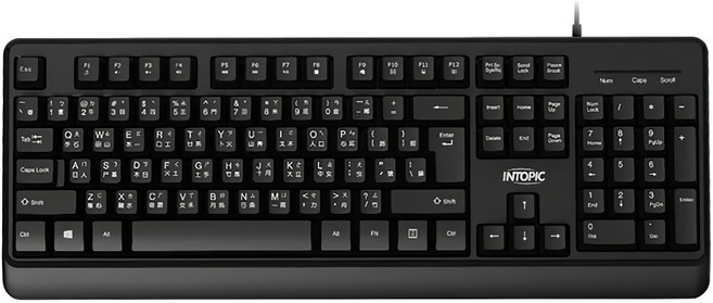 INTOPIC 廣鼎 多媒體 Wired 鍵盤 Black KBD-102 防潑水 12組複合式鍵 104鍵 USB介面 薄膜鍵