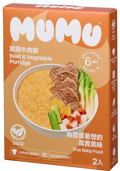 MUMU 寶寶粥 2入, 鮮蔬牛肉, 150g, 1盒