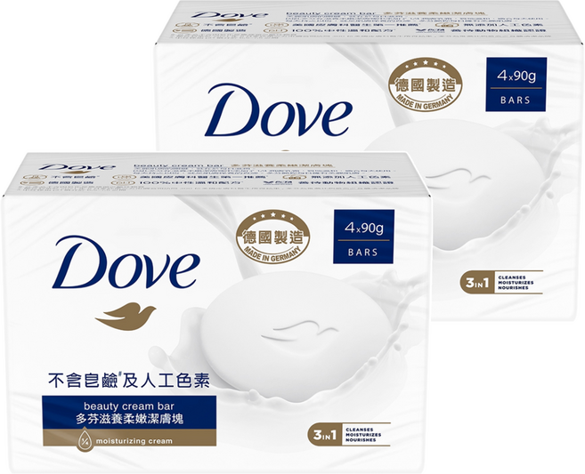Dove 多芬 滋養柔嫩潔膚皂 4個, 360g, 2盒
