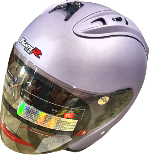 FIGHTER HELMET 普通型露臉式機車防護頭盔 含一層護目鏡 R3-A6, 消光紫色