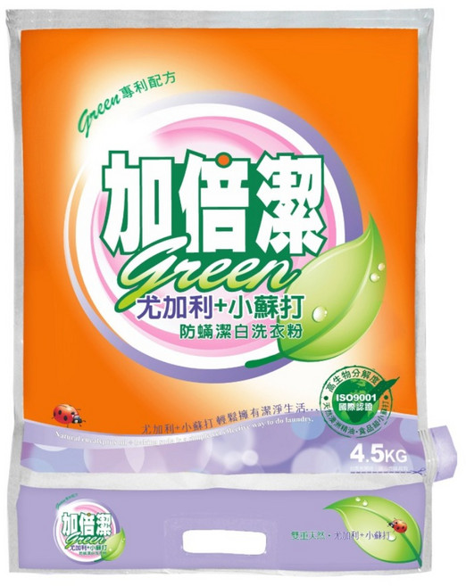 加倍潔 尤加利 + 小蘇打防蟎潔白洗衣粉, 4.5kg, 1包
