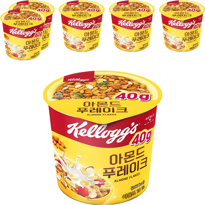 Kellogg's 家樂氏 杯裝杏仁玉米麥片, 40g, 6個