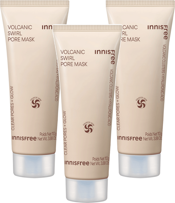 INNISFREE 台灣公司貨 火山泥雙效毛孔潔淨面膜 110g, 1入, 3條