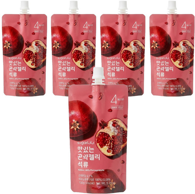 sugarlolo INTAKE 蒟蒻果凍飲 紅石榴風味, 150g, 5包