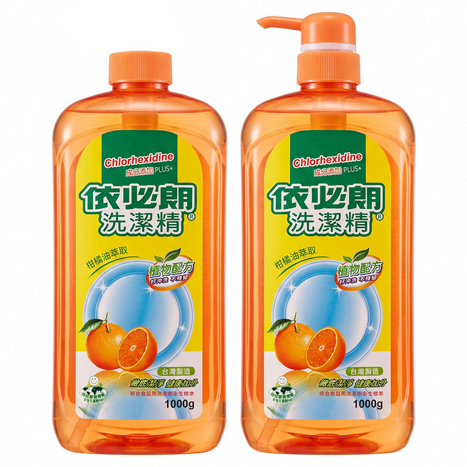 依必朗 洗潔精 柑橘油萃取 2瓶入, 2kg, 1組