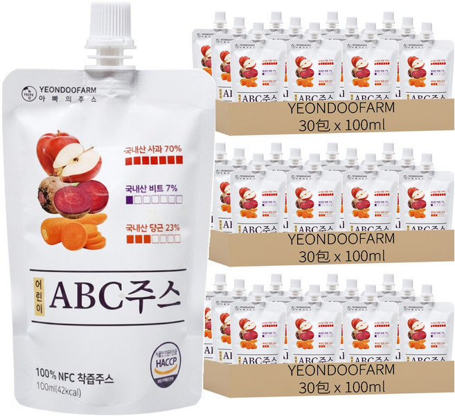 YEONDOOFARM 兒童ABC綜合蔬果汁, 100ml, 90包