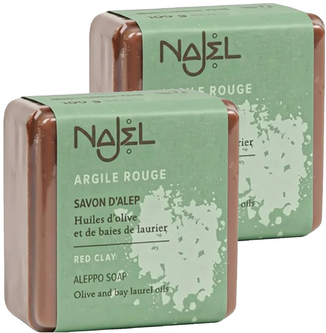 NAJEL 台灣公司貨 阿勒坡手工古皂 紅高嶺土, 100g, 2個