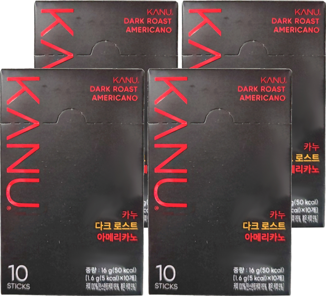 KANU 經典美式黑咖啡 深度烘焙, 1.6g, 10包, 4盒