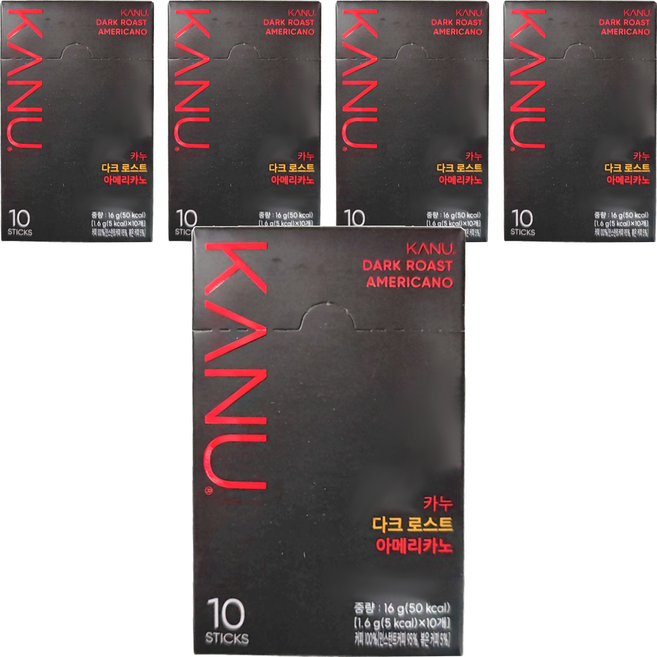 KANU 經典美式黑咖啡 深度烘焙, 1.6g, 10包, 5盒