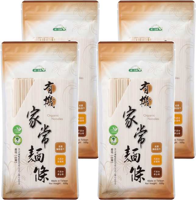 統一生機 有機家常麵條, 300g, 4包