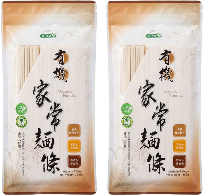 統一生機 有機家常麵條, 300g, 2包