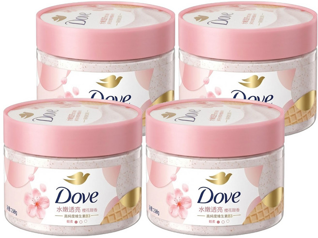 Dove 多芬 去角質身體磨砂膏 櫻花甜香, 298g, 4罐