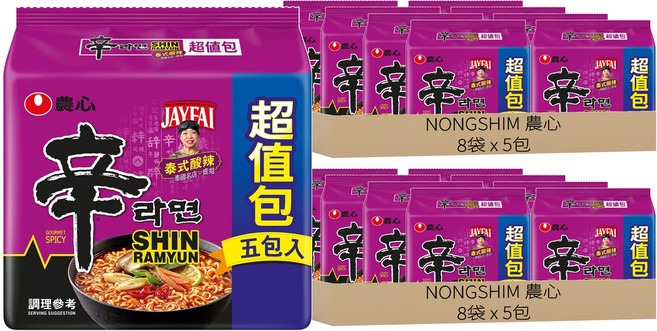 NONGSHIM 農心 辛拉麵 泰式酸辣味 123g, 80包