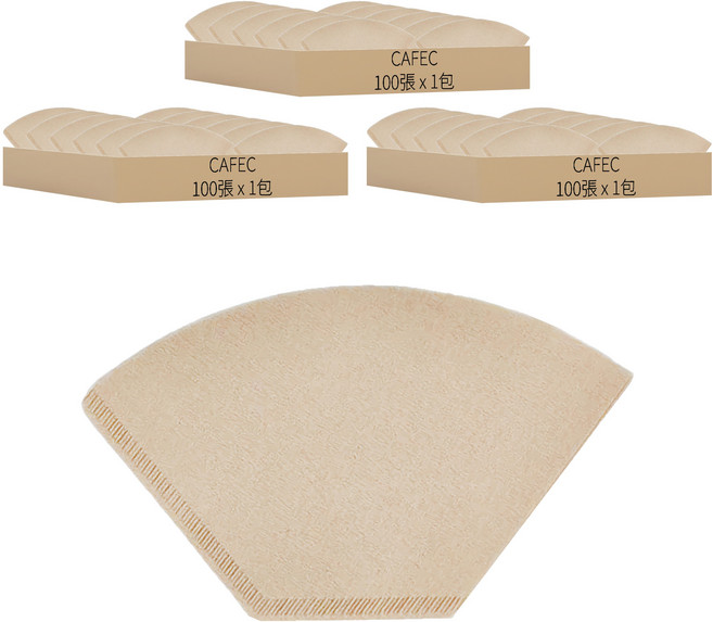 三洋 CAFEC ABACA 麻纖維梯形濾紙 1-2杯份 100張 3包 棕色 AB-101-100B/AB-101-100W