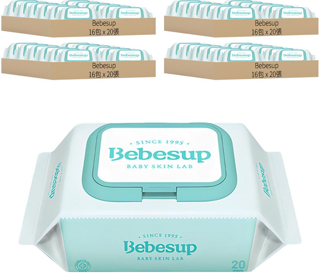 Bebesup Light 嬰兒用濕紙巾 掀蓋式, 20張, 64包