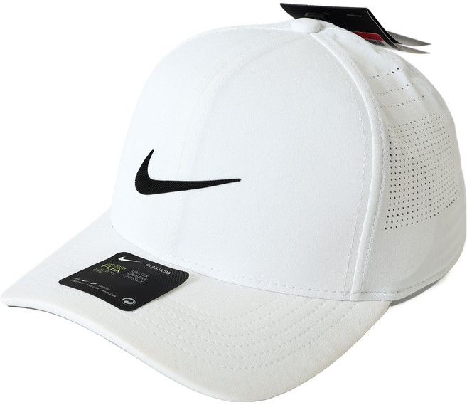 NIKE 耐吉 男女通用 Dri-FIT Aroville Classic 99 運動帽 BV1073, 白色 + 黑色, 1個