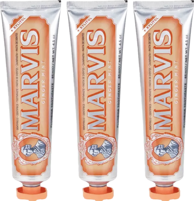 MARVIS 台灣公司貨 義大利頂級牙膏 生薑薄荷, 85ml, 3條