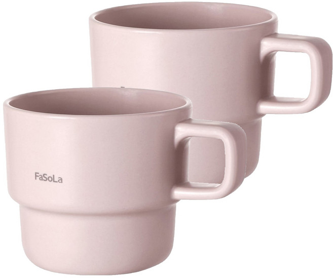FaSoLa 淡雅系創意疊疊漱口杯 320ml, 粉色, 2個