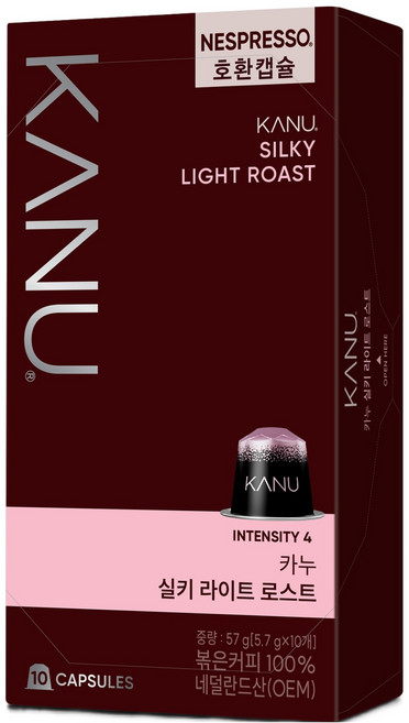 KANU 絲滑輕焙咖啡膠囊 適用Nespresso咖啡機, 5.7g, 10顆, 1盒