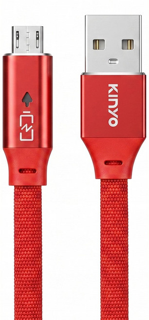 Kinyo 智慧變燈充電傳輸線 Micro USB, 1m, 紅色, 1條