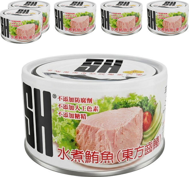 三興 水煮鮪魚罐頭, 190g, 6罐