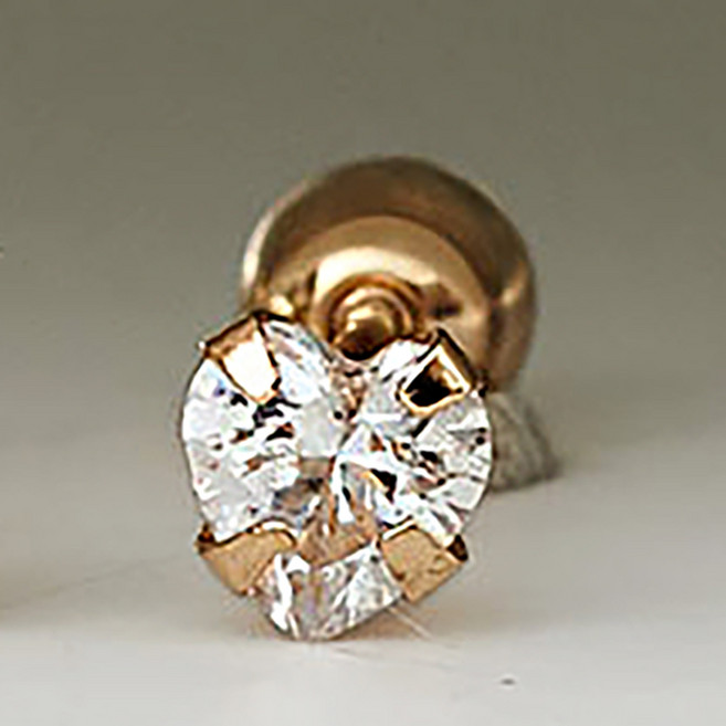 NOID-B 14k GOLD 迷你愛心簡約方晶鋯石耳環 3mm