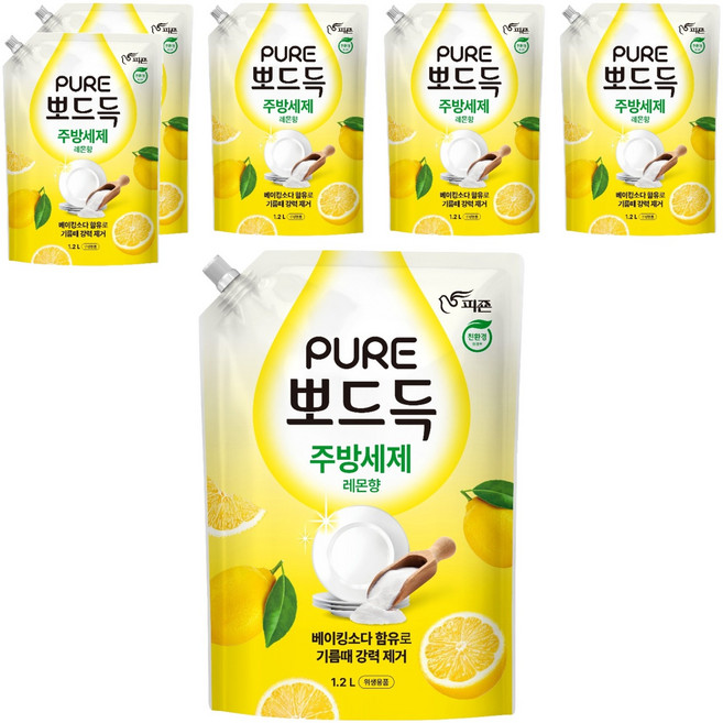 PURE 純 Podeudeuk 廚房清潔劑 檸檬香, 1.2L, 6個