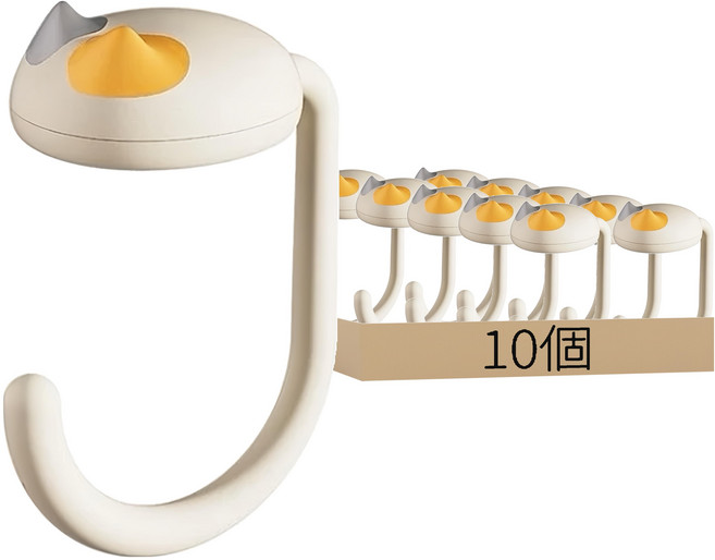 貓咪桌邊掛鉤, 米白色, 10個