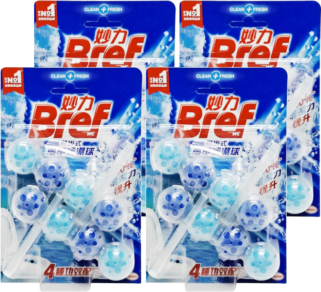 Bref 妙力 懸掛式馬桶清潔球 海洋香, 100g, 4組