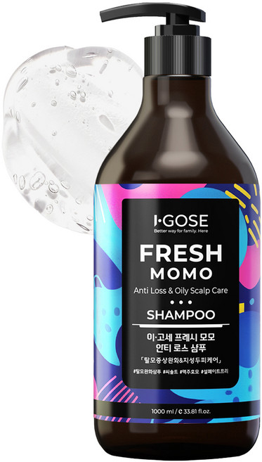 I GOSE Fresh Momo酪梨海鹽清涼活絡頭髮洗髮精 青檸檀香, 1L, 1瓶