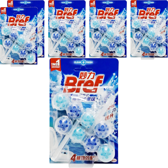 Bref 妙力 懸掛式馬桶清潔球 海洋香, 100g, 6組