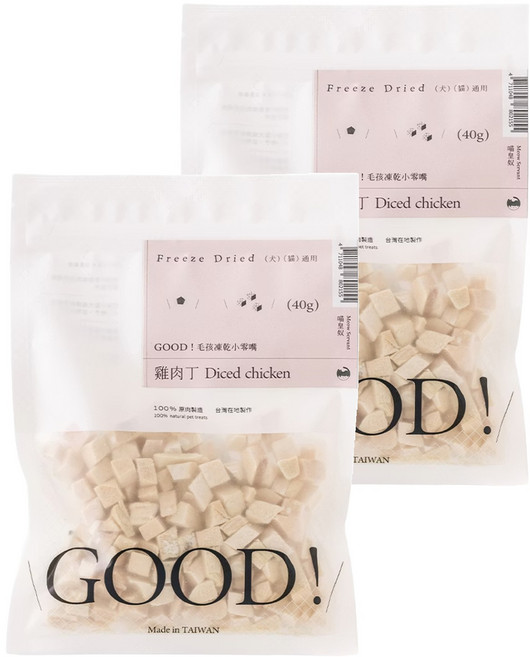GOOD! 毛孩凍乾小零嘴 雞肉丁, 40g, 2包