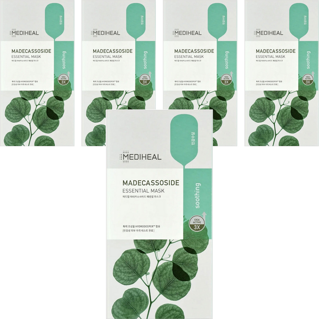 MEDIHEAL 美迪惠爾 官方直營 積雪草舒緩護理導入精華面膜, 10片, 5盒