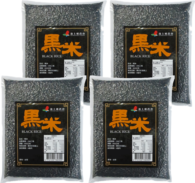 池上鄉農會 黑米, 600g, 4包