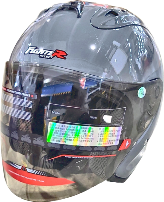 FIGHTER HELMET 普通型露臉式機車防護頭盔 含一層護目鏡 R3-A6, 水泥灰