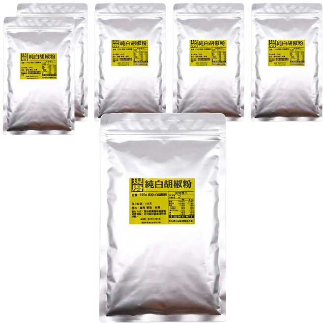 蔘大王 現磨純白胡椒粉, 6包, 150g