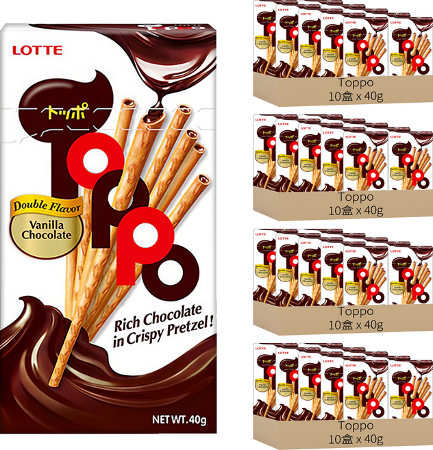Toppo 夾心餅乾棒 巧克力口味, 40g, 40盒