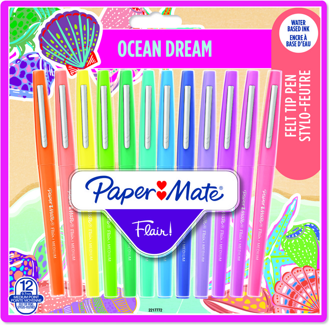 Paper Mate Flair 麥克筆 粉彩色筆頭 12色, 混合色, 1套